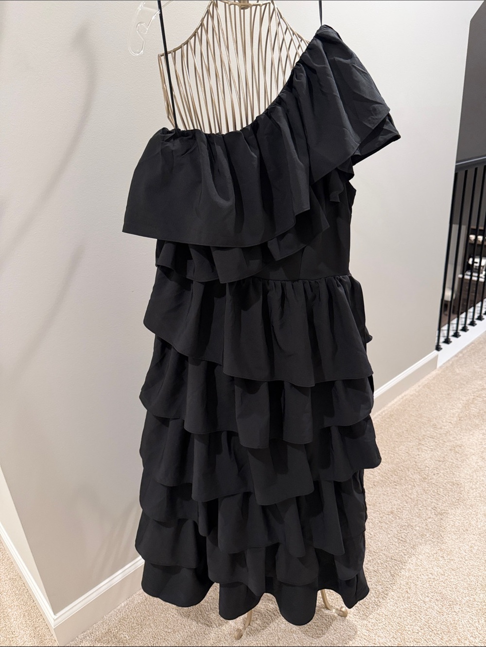 Anthropologie Endless Rose One-Shoulder Ruffled Dress